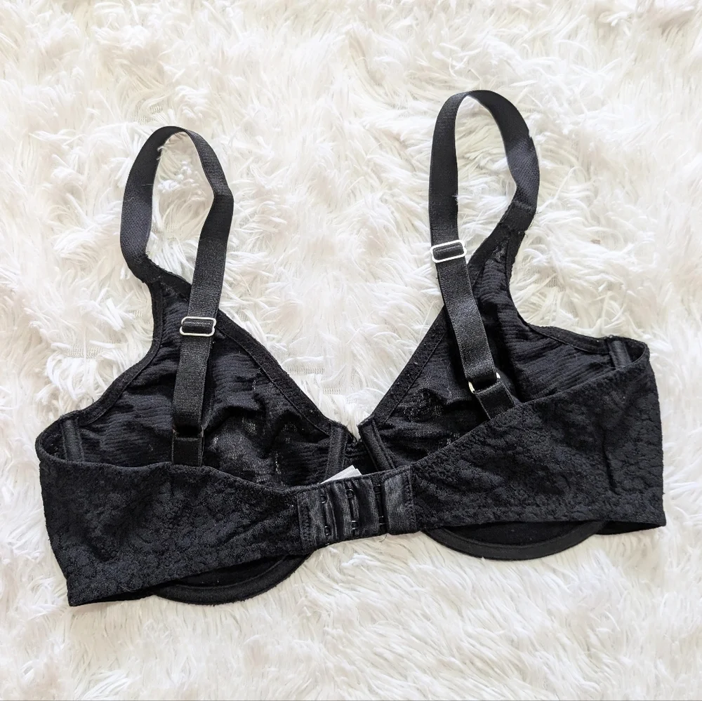 Wacoal Black Nylon Sheer Stretch Lace Unlined Underwire Full Cup Bra Size 34D
